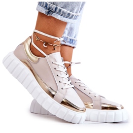 S.Barski Női Brogues a bézs és arany Noriso platformon