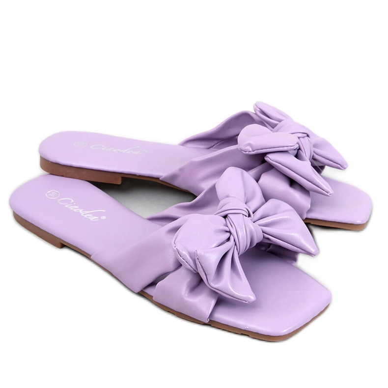 Minnen Purple Bow Slides ibolya
