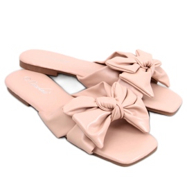 Minnen Nude Bow Slides rózsaszín