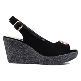 Női Shelovet fekete velúr ékszandál
