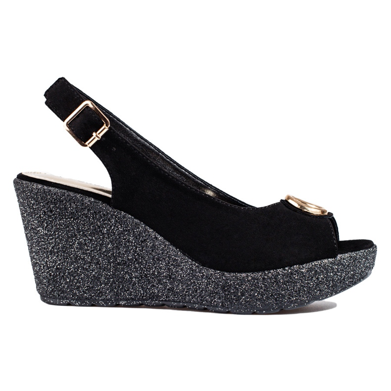 Női Shelovet fekete velúr ékszandál