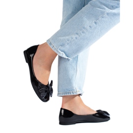 Shelovet fekete lakkozott balerinák masnival Shelovet fekete lakkozott balerinák masnival