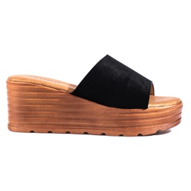 Női fekete Shelovet velúr ékpapucs