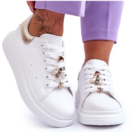 FG2 Női sportcipők hatalmas platformon, fehér és arany Chante