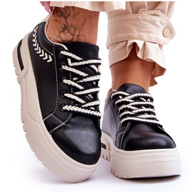 FG2 Kényelmes női sportcipők fekete és bézs színű Devan platformon