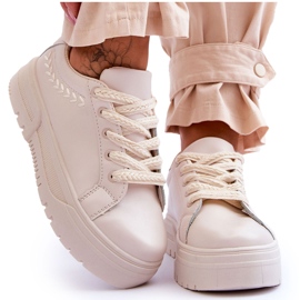 FG2 Kényelmes női platform sportcipő bézs Devan