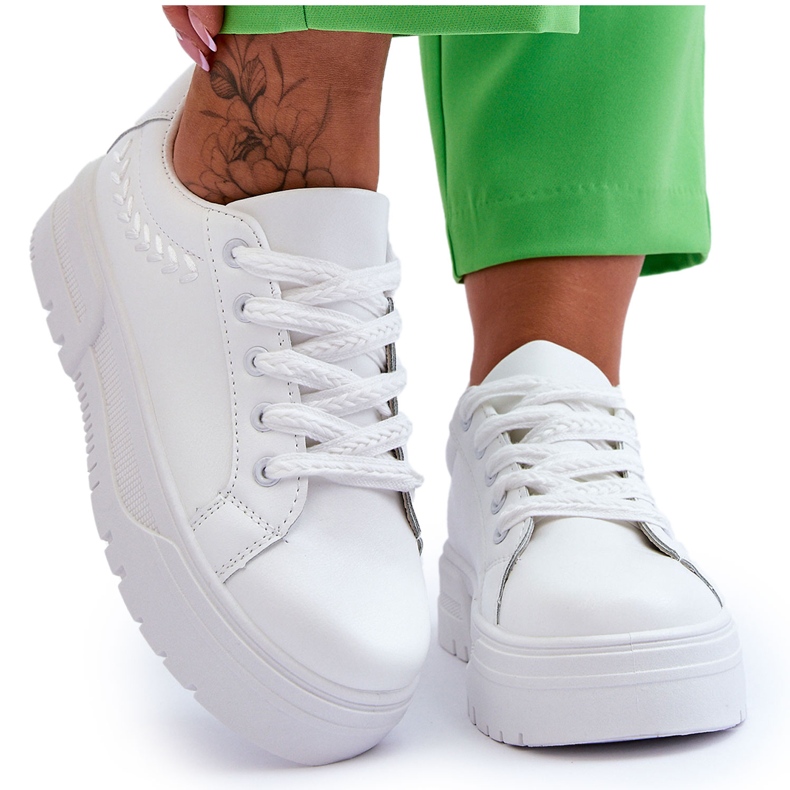 FG2 Kényelmes női platformú sportcipő, fehér Devan