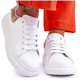 Női sportcipő fehér-arany dekoratív mintával