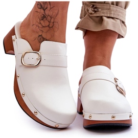 FI1 Női bőr papucs klumpa Fehér Fanett