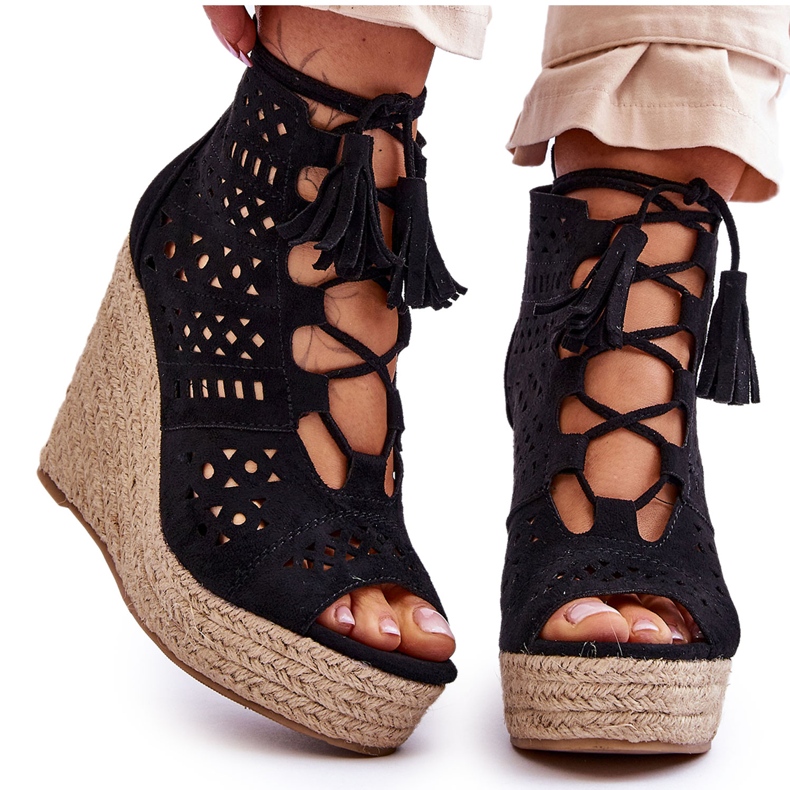 FB1 Velúr áttört ékcsizma Fekete Berthe