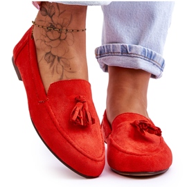 Klasszikus velúr cipők, bojtokkal, sötét narancssárga Averil