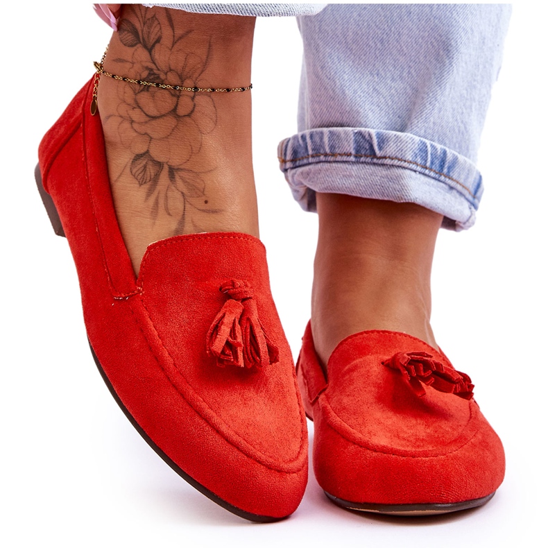 Klasszikus velúr cipők, bojtokkal, sötét narancssárga Averil