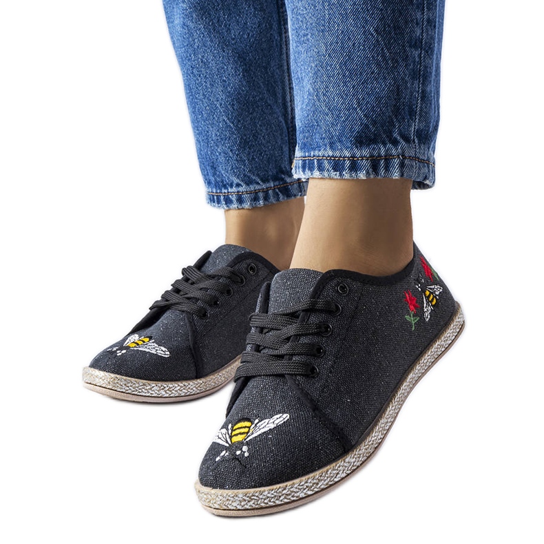 Fekete csillogó espadrillek Maliától