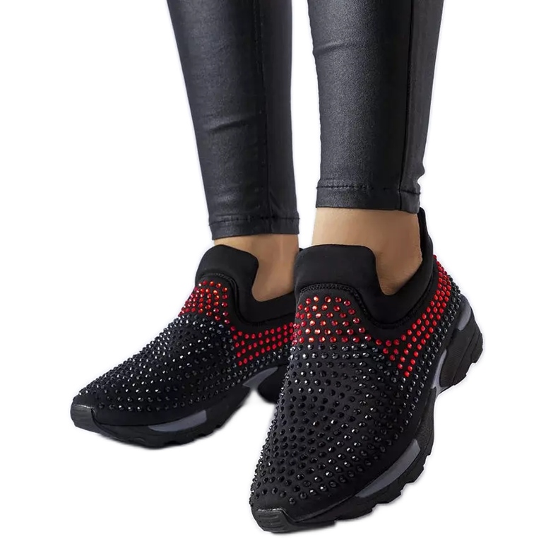 PA1 Fekete tornacipő Berger strasszokkal díszítve