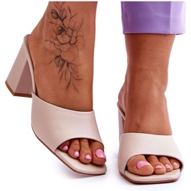 Női Loara bézs bőr klasszikus papucs Női Loara bézs bőr klasszikus papucs