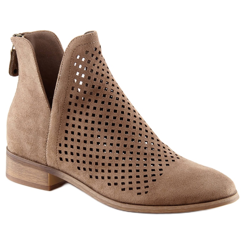 Női velúr áttört bézs csizma Potocki SZ12107