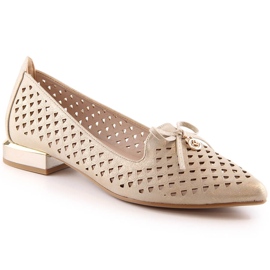 Női áttört arany hegyes cipő Jezzi ASA178-5 aranysárga