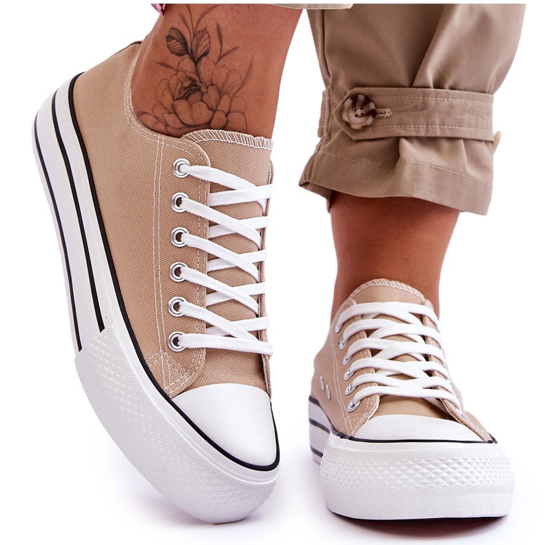 FB2 Női tornacipő Vaskos Platformon Bézs Borostyán