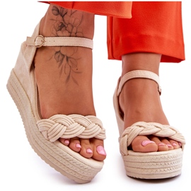 FB2 Klasszikus velúr ékszandál bézs Denisse barna