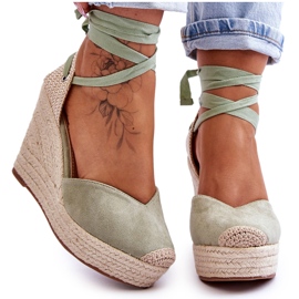 Női fűzős ékszandál Bethany Green zöld