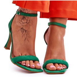 Velúr női zöld Rousses magassarkú szandál