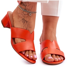 FJ1 Klasszikus Orange Miley alacsony sarkú bőrpapucs narancs