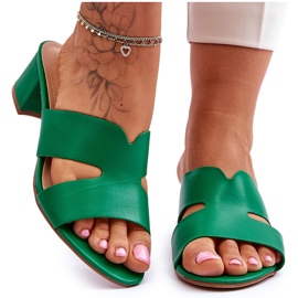 FJ1 Klasszikus alacsony sarkú bőrszandál Miley Green zöld