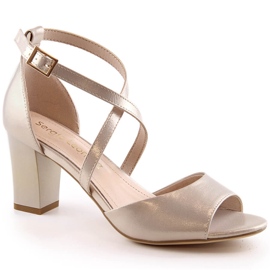 Elegáns női arany szatén szandál a poszton Sergio Leone SK862 aranysárga