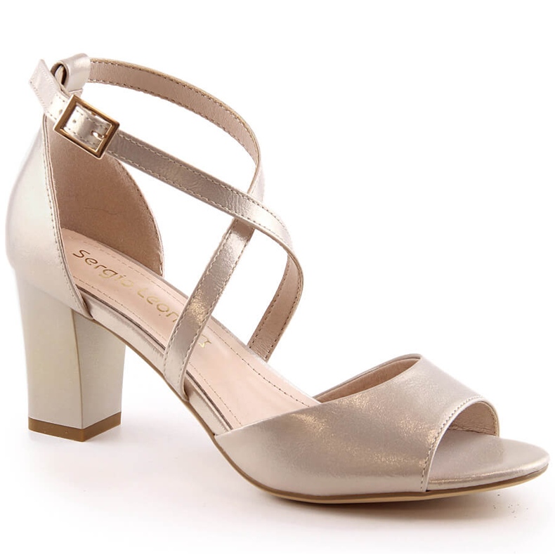 Elegáns női arany szatén szandál a poszton Sergio Leone SK862 aranysárga