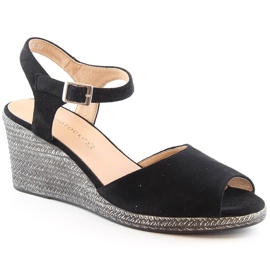 Női fekete velúr ékszandál Potocki SZ12100