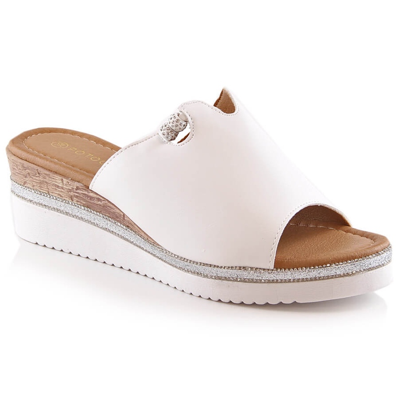 Női fehér ékpapucs Potocki YQ21005 Női fehér ékpapucs Potocki YQ21005