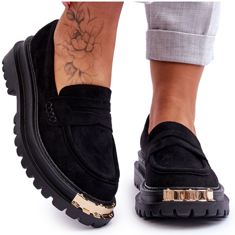 Klasszikus velúr cipők fekete Monaro díszítéssel