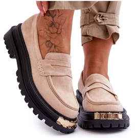 Klasszikus velúr cipők bézs Monaro díszítéssel