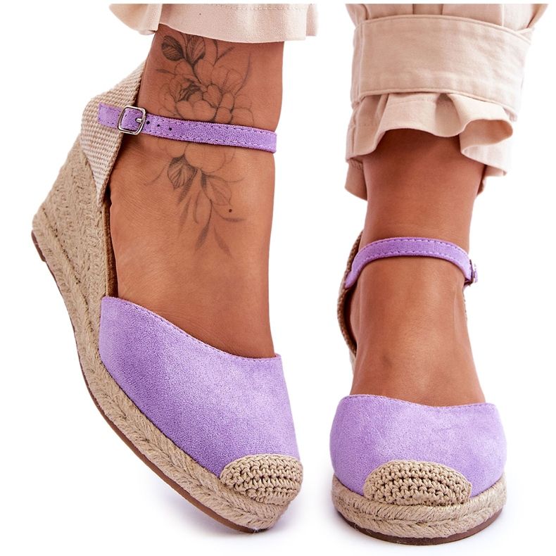 FJ1 Velúr Espadrilles Wedge Sandals Purple Cammer ibolya