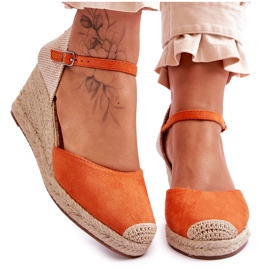 Velúr Espadrilles Wedge Sandals Orange Cammer narancs