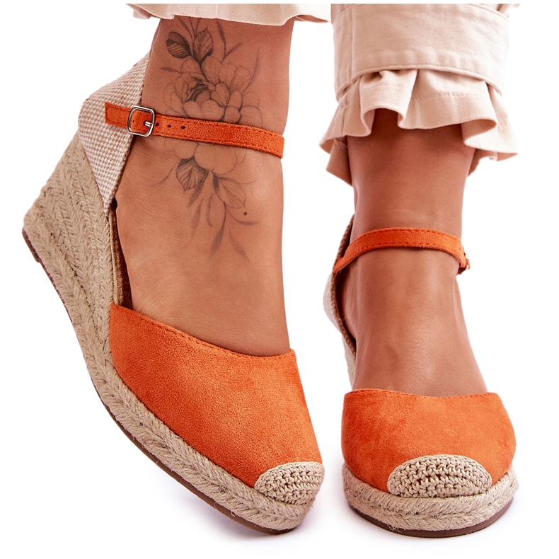 Velúr Espadrilles Wedge Sandals Orange Cammer narancssárga Velúr Espadrilles Wedge Sandals Orange Cammer narancssárga