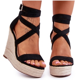 FJ1 Kényelmes Szandál Magas Ék Fekete Lemira