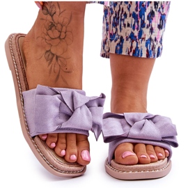 Velúr női papucs lila masnival