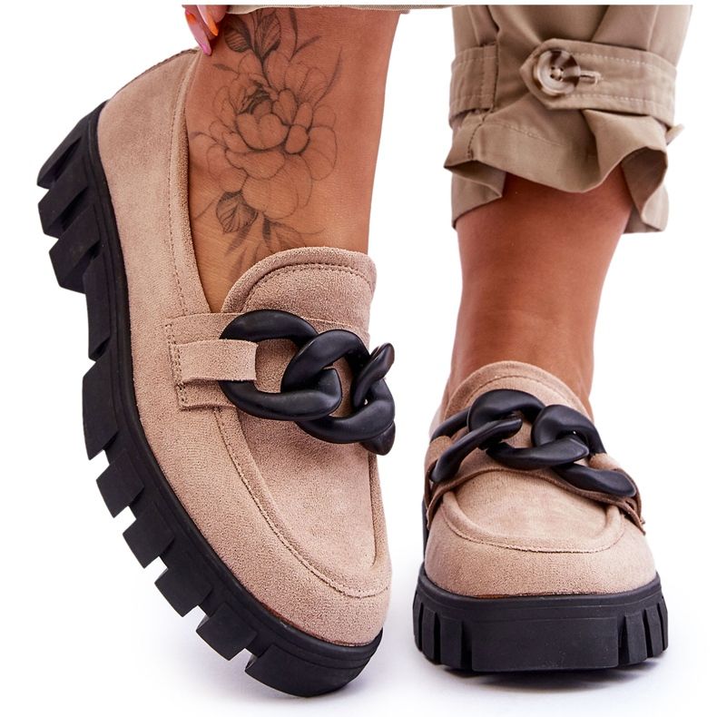 Vinceza Női Velúr Platform Loafers Bézs Bennett fekete