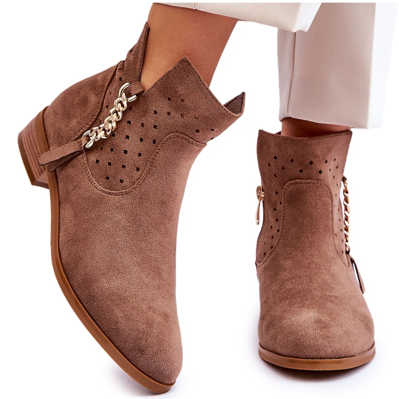 Vinceza Női velúr cipzáros csizma bézs Belliano