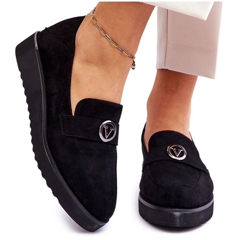 Vinceza Női velúr, alacsony ékelt cipzár fekete Synthia