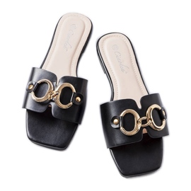 Fekete elegáns csúszdák lánccal a Corbin cégtől