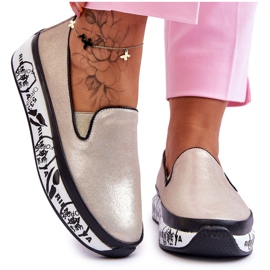 S.Barski Női bebújós bőr tornacipő Arany Ottavia aranysárga