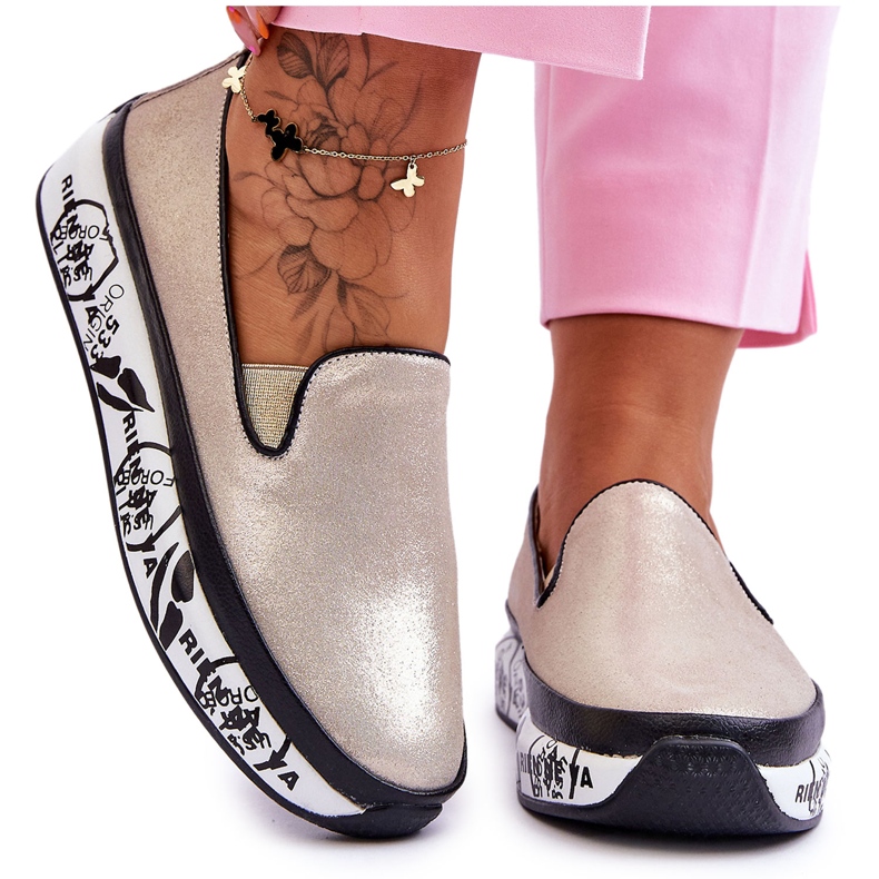 S.Barski Női bebújós bőr tornacipő Arany Ottavia aranysárga