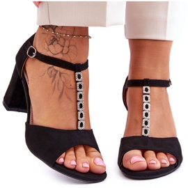 S.Barski Női velúr szandál a sarkon, fekete Florines S.Barski Női velúr szandál a sarkon, fekete Florines