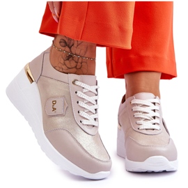 S.Barski Női bőr ék alakú tornacipő Arany Beatris aranysárga