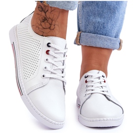 S.Barski Női áttört bőr tornacipő, fehér Ferone