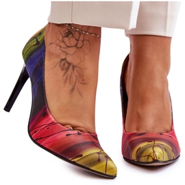 Lewski Shoes Divatos bőr magassarkú Lewski cipő 2659 Multicolor sokszínű