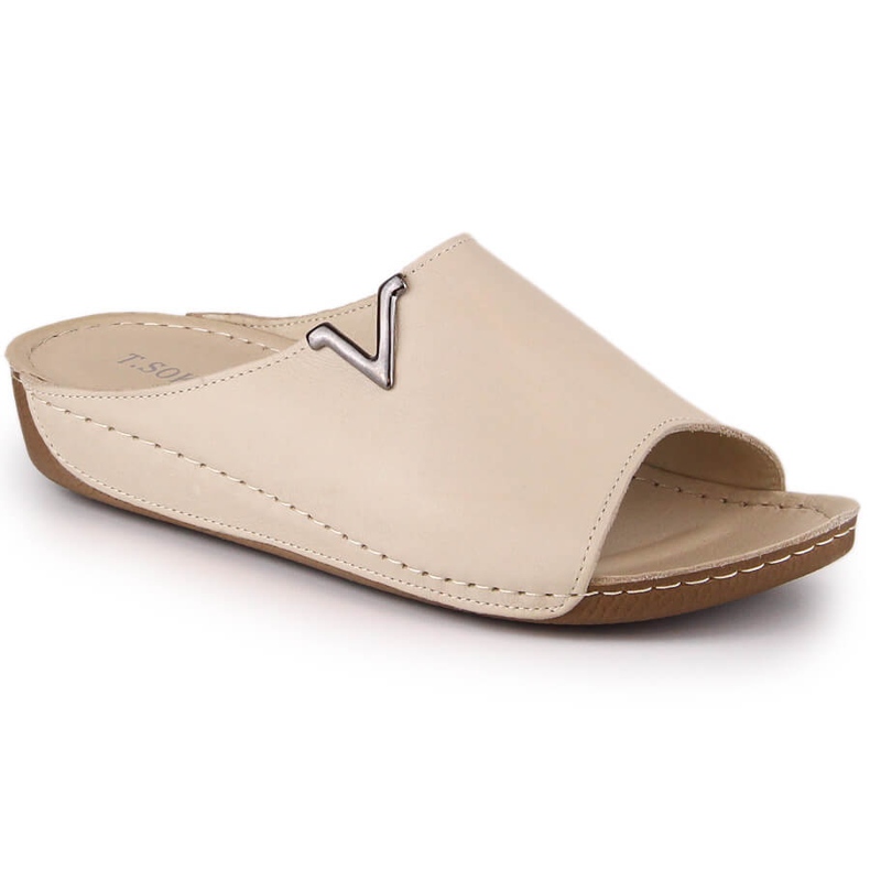 Női bézs bőr ékpapucs T.Sokolski L22-301