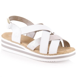 Bőr kényelmes női ékszandál fehér Rieker V0279-80